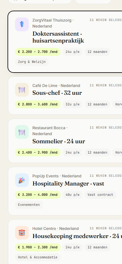 Klok — de webapp: vacatures op de marktplaats